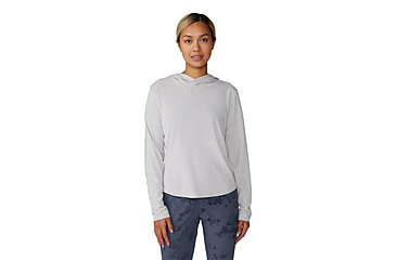 Image of Mountain Hardwear Sunblocker Long Sleeve Hoody - Womens, Grey Ice Heather, Extra Large, 2067761063-XL