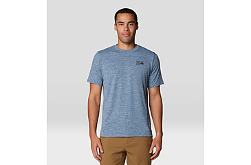 Image of Mountain Hardwear Sunblocker Short Sleeve Shirt - Mens, Adriatic Blue Heather, M/L, 190423018482