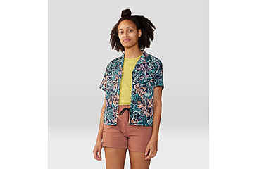 Image of Mountain Hardwear Trail Sender Short Sleeve Top - Womens, Dark Zinc Floral Print, Small, 2067731406-S