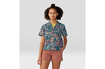 Image of Mountain Hardwear Trail Sender Short Sleeve Top - Womens, Dark Zinc Floral Print, Small, 2067731406-S