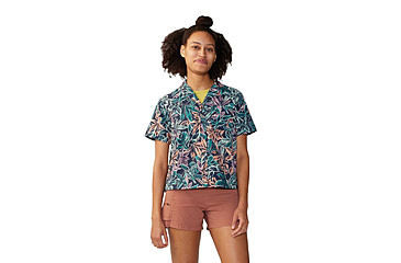 Image of Mountain Hardwear Trail Sender Short Sleeve Top - Womens, Dark Zinc Floral Print, Small, 2067731406-S