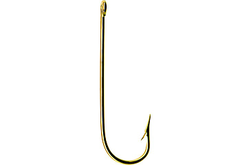 Image of Mustad Aberdeen Hook, Round Bend, Light Wire Ringed Eye, 24Kt Gold, Size 6, 10 per Pack, 3261-GL-6-10