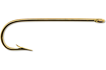Image of Mustad Aberdeen Hook, Round Bend, Light Wire Ringed Eye, 24Kt Gold, Size 8, 10 per Pack, 3261-GL-8-10