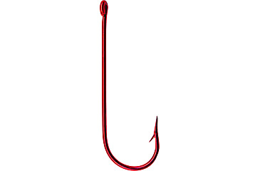 Image of Mustad Aberdeen Hook, Round Bend, Light Wire Ringed Eye, Red, Size 2, 10 per Pack, 3261-RB-2-10