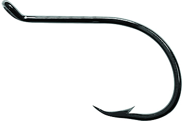 Image of Mustad Classic Beak Hook, Forged, 1X Strong, Offset, Octopus, Up Eye, Black Nickel, Size 3/0, 8 per Pack, 92553-BN-3/0-8