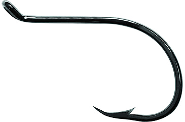Image of Mustad Classic Beak Hook, Forged, 1X Strong, Offset, Octopus, Up Eye, Black Nickel, Size 4/0, 8 per Pack, 92553-BN-4/0-8