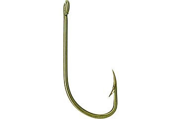 Image of Mustad Classic Beak Hook, Forged Special Long Shank, Offset, Ringed Eye, Bronze, Size 1/0, 100 per Pack, 92671-BR-1/0-100