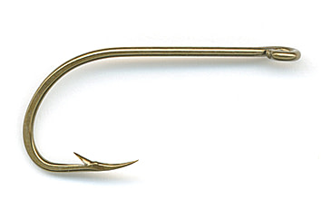 Image of Mustad Classic Beak Hook, Forged Special Long Shank, Offset, Ringed Eye, Bronze, Size 6/0, 100 per Pack, 92671-BR-6/0-100