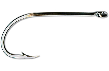 Image of Mustad Classic Beak Hook, Forged Special Long Shank, Offset, Ringed Eye, Nickel, Size 3/0, 100 per Pack, 92671-NI-3/0-100