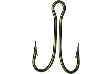 Image of Mustad Classic Double Hook, Open Shank Ringed Eye, Bronze, Size 10, 50 per Pack, 7825-BR-10-50