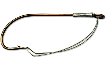 Image of Mustad Classic Worm Hook, Weedless/Sproat Bend Ringed Eye, Bronze, Size 2/0, 3 per Pack, W3369A-2/0-3
