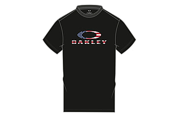 Image of Oakley SI O Bark Short Sleeve T-Shirt - Mens, Black/American Flag, M, 457130-01VM-M