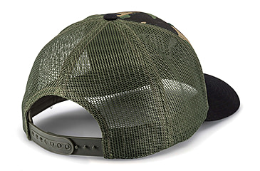 Image of OPMOD Trucker Hat Embroidered Logo, Green Camo/Loden/Black, OPM-Gro/Lod/Bla Camden/Bck