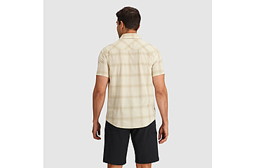 Image of Outdoor Research Astroman Short Sleeve Sun Shirt - Mens, Oyster Plaid, M, 2822782709007