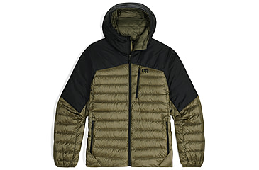 Image of Outdoor Research Helium Down Hoodie Jacket - Mens, Ranger Green/Black, S, 2775722779006