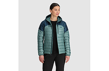 Image of Outdoor Research Helium Down Hoodie Jacket - Womens, Neptune/Harbor, XL, 2775912786009