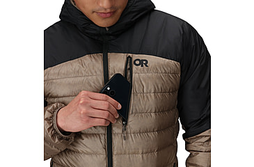 Image of Outdoor Research Helium Down Hoodie - Mens, Sable/Black, Large, 2775722957008