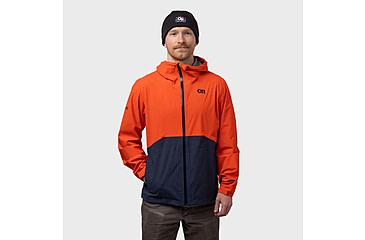 Image of Outdoor Research Stratoburst Stretch Rain Jacket - Mens, Spice/Dark Navy, Small, 3008932726006