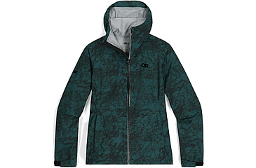 Image of Outdoor Research Stratoburst Stretch Rain Jacket - Womens, Douglas Fir Print, Large, 3008942848008