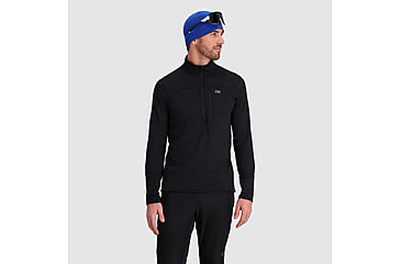 Image of Outdoor Research Vigor Grid Fleece Half Zip - Mens, Black, Extra Large, 3005010001009