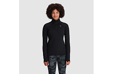 Image of Outdoor Research Vigor Grid Fleece Quarter Zip - Womens, Black, Extra Small, 3005230001005