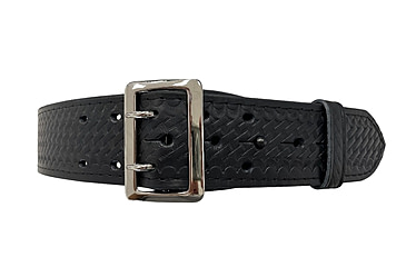 Image of Perfect Fit 2.25in Fully Lined Sam Browne Leather Belt, Basket Weave, Chrome Buckle, Black, 44, 8000-BW-CH-44