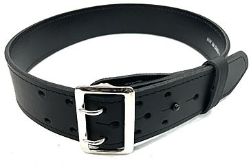 Image of Perfect Fit 2.25in Fully Lined Sam Browne Leather Belt, Plain, Chrome Buckle, Black, 44, 8000-CH-44