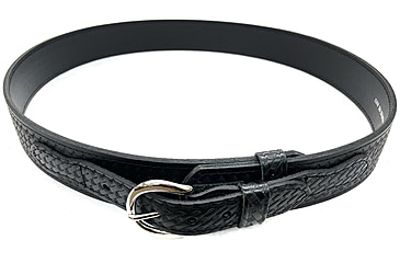 Image of Perfect Fit 2.25in Leather Ranger Belt, Basket Weave, Chrome Buckle, Black, 44, 8002-BW-CH-44