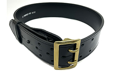 Image of Perfect Fit 2.25in Leather Ranger Belt, Plain, Brass Buckle, Black, 30, 8002-BR-30
