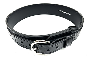 Image of Perfect Fit 2.25in Leather Ranger Belt, Plain, Chrome Buckle, Black, 28, 8002-CH-28