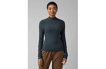 Image of prAna Foundation Rib Mock Neck - Women's, Small, Grey Blue Heather, 1967251-400-S