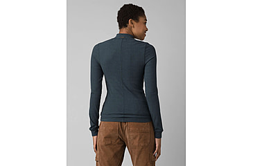 Image of prAna Foundation Rib Mock Neck - Women's, Small, Grey Blue Heather, 1967251-400-S