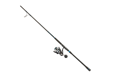 Image of Quantum Benchmark Spinning Reel and Rod Combo, 9ft, 2-PC, Med-Heavy, Moderate-Fast Rod, Graphite Composite Blank, SZ 6000 Reel, 5+1 Bearings, 5.6-1 Ratio, Silver/Blue, BK6000902MH1530.P2