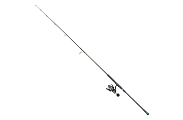Image of Quantum Benchmark Spinning Reel and Rod Combo, 9ft, 2-PC, Med-Heavy, Moderate-Fast Rod, Graphite Composite Blank, SZ 6000 Reel, 5+1 Bearings, 5.6-1 Ratio, Silver/Blue, BK6000902MH1530.P2
