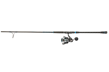 Image of Quantum Benchmark Spinning Reel and Rod Combo, 9ft, 2-PC, Med-Heavy, Moderate-Fast Rod, Graphite Composite Blank, SZ 6000 Reel, 5+1 Bearings, 5.6-1 Ratio, Silver/Blue, BK6000902MH1530.P2