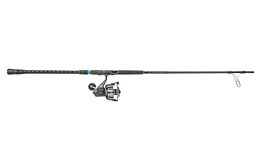 Image of Quantum Benchmark Spinning Reel and Rod Combo, 9ft, 2-PC, Med-Heavy, Moderate-Fast Rod, Graphite Composite Blank, SZ 6000 Reel, 5+1 Bearings, 5.6-1 Ratio, Silver/Blue, BK6000902MH1530.P2