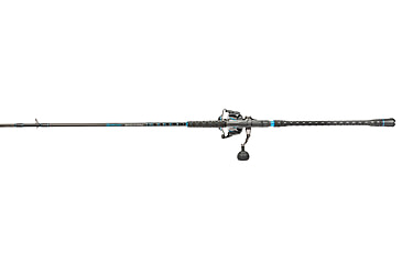 Image of Quantum Benchmark Spinning Reel and Rod Combo, 9ft, 2-PC, Med-Heavy, Moderate-Fast Rod, Graphite Composite Blank, SZ 6000 Reel, 5+1 Bearings, 5.6-1 Ratio, Silver/Blue, BK6000902MH1530.P2