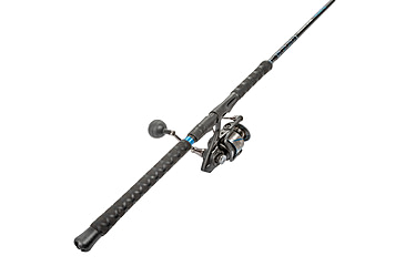 Image of Quantum Benchmark Spinning Reel and Rod Combo, 7ft, 1-PC, Med-Heavy, Moderate-Fast Rod, Graphite Composite Blank, SZ 6000 Reel, 5+1 Bearings, 5.6-1 Ratio, Silver/Blue, BK6000701MH1225.P2