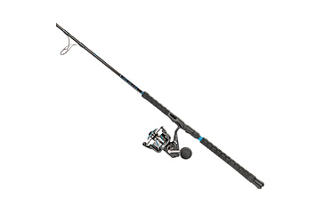 Image of Quantum Benchmark Spinning Reel and Rod Combo, 7ft, 1-PC, Med-Heavy, Moderate-Fast Rod, Graphite Composite Blank, SZ 6000 Reel, 5+1 Bearings, 5.6-1 Ratio, Silver/Blue, BK6000701MH1225.P2