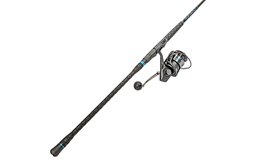 Image of Quantum Benchmark Spinning Reel and Rod Combo, 10ft, 2-PC, Heavy, Moderate-Fast Rod, Graphite Composite Blank, SZ 8000 Reel, 5+1 Bearings, 4.7-1 Ratio, Silver/Blue, BK8000102H2040.P2
