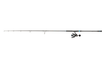 Image of Quantum Benchmark Spinning Reel and Rod Combo, 10ft, 2-PC, Heavy, Moderate-Fast Rod, Graphite Composite Blank, SZ 8000 Reel, 5+1 Bearings, 4.7-1 Ratio, Silver/Blue, BK8000102H2040.P2