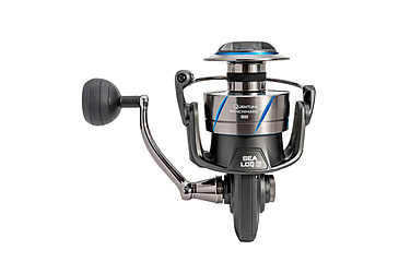 Image of Quantum Benchmark Spinning Reel and Rod Combo, 10ft, 2-PC, Heavy, Moderate-Fast Rod, Graphite Composite Blank, SZ 8000 Reel, 5+1 Bearings, 4.7-1 Ratio, Silver/Blue, BK8000102H2040.P2