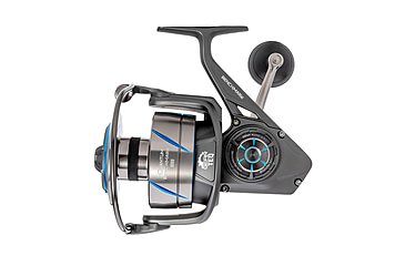 Image of Quantum Benchmark Spinning Reel and Rod Combo, 10ft, 2-PC, Heavy, Moderate-Fast Rod, Graphite Composite Blank, SZ 8000 Reel, 5+1 Bearings, 4.7-1 Ratio, Silver/Blue, BK8000102H2040.P2