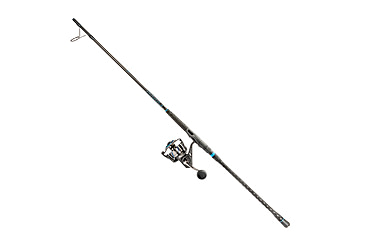 Image of Quantum Benchmark Spinning Reel and Rod Combo, 10ft, 2-PC, Heavy, Moderate-Fast Rod, Graphite Composite Blank, SZ 8000 Reel, 5+1 Bearings, 4.7-1 Ratio, Silver/Blue, BK8000102H2040.P2
