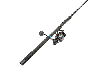Image of Quantum Benchmark Spinning Reel and Rod Combo, 7ft, 1-PC, Heavy, Moderate-Fast Rod, Graphite Composite Blank, SZ 8000 Reel, 5+1 Bearings, 4.7-1 Ratio, Silver/Blue, BK8000701H1530.P2