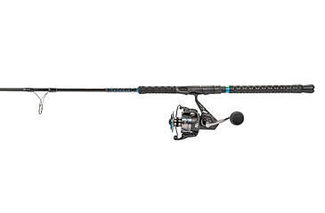 Image of Quantum Benchmark Spinning Reel and Rod Combo, 7ft, 1-PC, Heavy, Moderate-Fast Rod, Graphite Composite Blank, SZ 8000 Reel, 5+1 Bearings, 4.7-1 Ratio, Silver/Blue, BK8000701H1530.P2