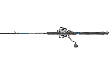 Image of Quantum Benchmark Spinning Reel and Rod Combo, 7ft, 1-PC, Heavy, Moderate-Fast Rod, Graphite Composite Blank, SZ 8000 Reel, 5+1 Bearings, 4.7-1 Ratio, Silver/Blue, BK8000701H1530.P2