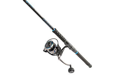 Image of Quantum Benchmark Spinning Reel and Rod Combo, 7ft, 1-PC, Heavy, Moderate-Fast Rod, Graphite Composite Blank, SZ 8000 Reel, 5+1 Bearings, 4.7-1 Ratio, Silver/Blue, BK8000701H1530.P2