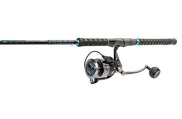 Image of Quantum Benchmark Spinning Reel and Rod Combo, 7ft, 1-PC, Heavy, Moderate-Fast Rod, Graphite Composite Blank, SZ 8000 Reel, 5+1 Bearings, 4.7-1 Ratio, Silver/Blue, BK8000701H1530.P2