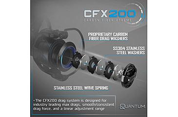 Image of Quantum Strive Spinning Reel and Rod Combo, 7ft, 1-PC, Heavy, Moderate-Fast Rod, Graphite Composite Blank, SZ 8000 Reel, 4+1 Bearings, 4.7-1 Ratio, Silver/Blue, SV8000701H1530.P2